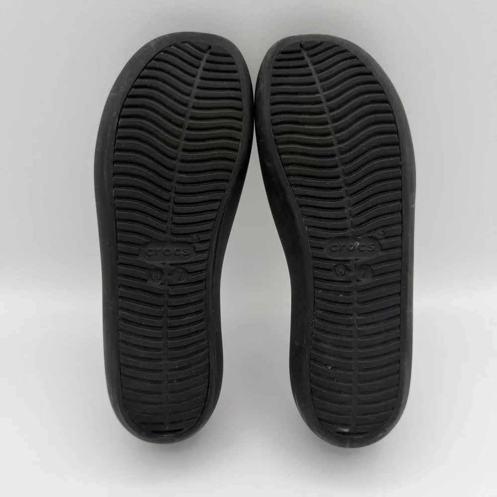 Women's Crocs Brooklyn Black Ballet Dance Dress Flat Slip-On‎ Shoes Size 7